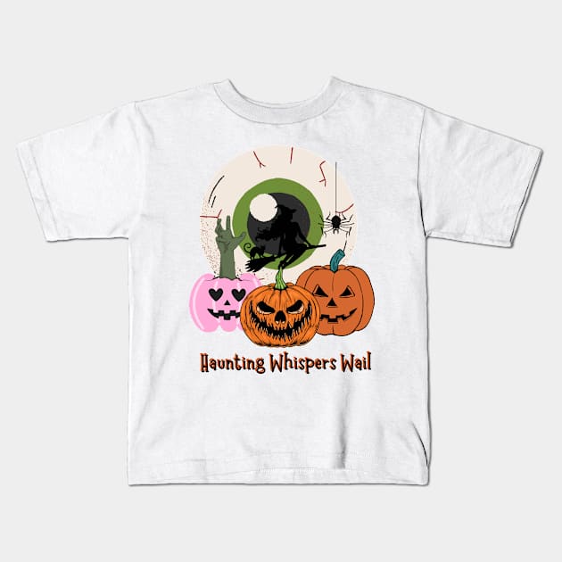 "Haunting Whispers Wail: Unveil the Mysteries of Halloween" Kids T-Shirt by WEARWORLD